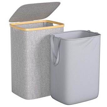 Laundry Hamper With Lid Removable Bag Collapsible Handles