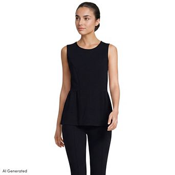 Women's Lands' End Sleeveless Peplum Crewneck Top