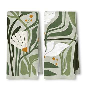 Boho Botanical Dish Tea Towels Retro Groovy Decor