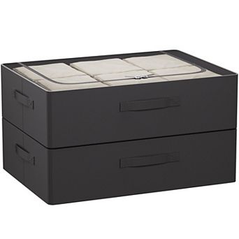 Under Bed Storage Bins Foldable Stackable Oxford Fabric Large Capacity Clothes Organizer