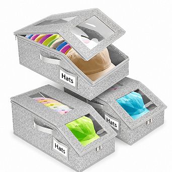2/3 Pack Stackable Hat Organizer with Visible Windows Space Saving Closet Storage