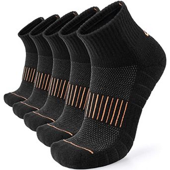 5 Pairs Quarter Length Wool Hiking Running Socks Cushioned Thermal Thick