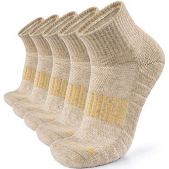 5 Pairs Quarter Length Wool Hiking Running Socks Cushioned Thermal Thick