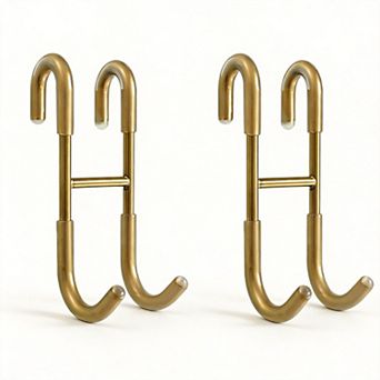 2-Pack 304 Stainless Steel Frameless Shower Door Hooks Heavy Duty Bathroom Storage