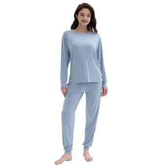 Women's Viscose Long Sleeve Jogger Pajama Set Soft Breathable Loungewear