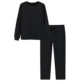 Womens 2 pc Cotton Jogging Suits Straight Leg Activewear Lounge Set