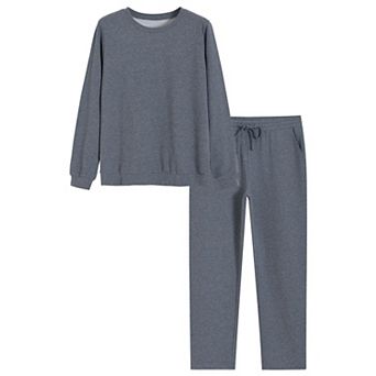 Womens 2 pc Cotton Jogging Suits Straight Leg Activewear Lounge Set