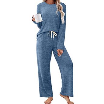 Womens 2 pc Long Sleeve Soft Lounge Pajama Set Sleepwear