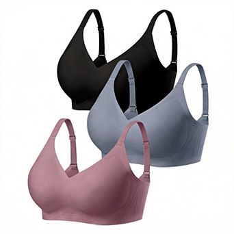 Womens 3-Pack Wireless Seamless Full Coverage Comfort Bras