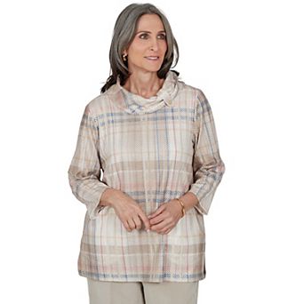 Women's Alfred Dunner Sunset Ridge Shimmer Plaid Cowl Top