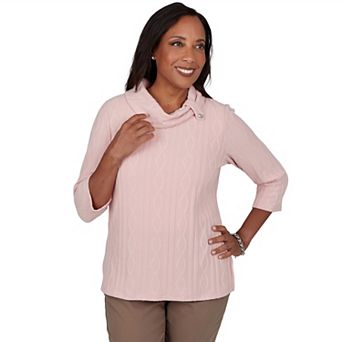 Women's Alfred Dunner Sunset Ridge Plush Cable Cowl Knit Top