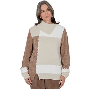 Women's Alfred Dunner Sunset Ridge Colorblock Chenille Long Sleeve Sweater