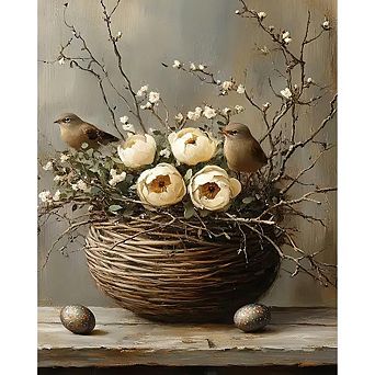 Bird Paint by Numbers Kit for Adults, Pre-Printed Canvas DIY Painting Craft