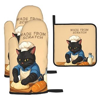 Cat Oven Mitts Hot Pads Kitchen Baking Gifts