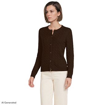 Women's Lands' End Drifter Cable Cardigan Sweater