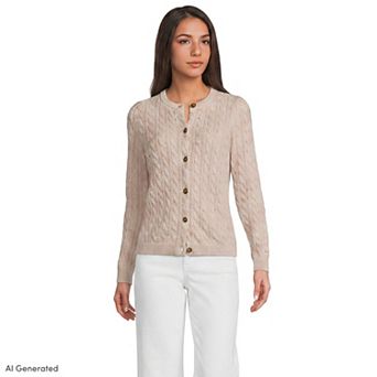 Petite Lands' End Drifter Cable Cardigan Sweater