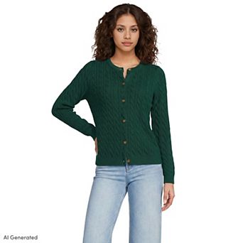 Petite Lands' End Drifter Cable Cardigan Sweater
