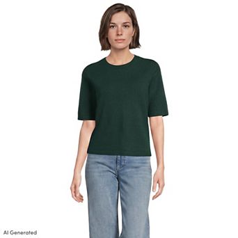 Women's Lands' End CashTouch Short Sleeve Sweater