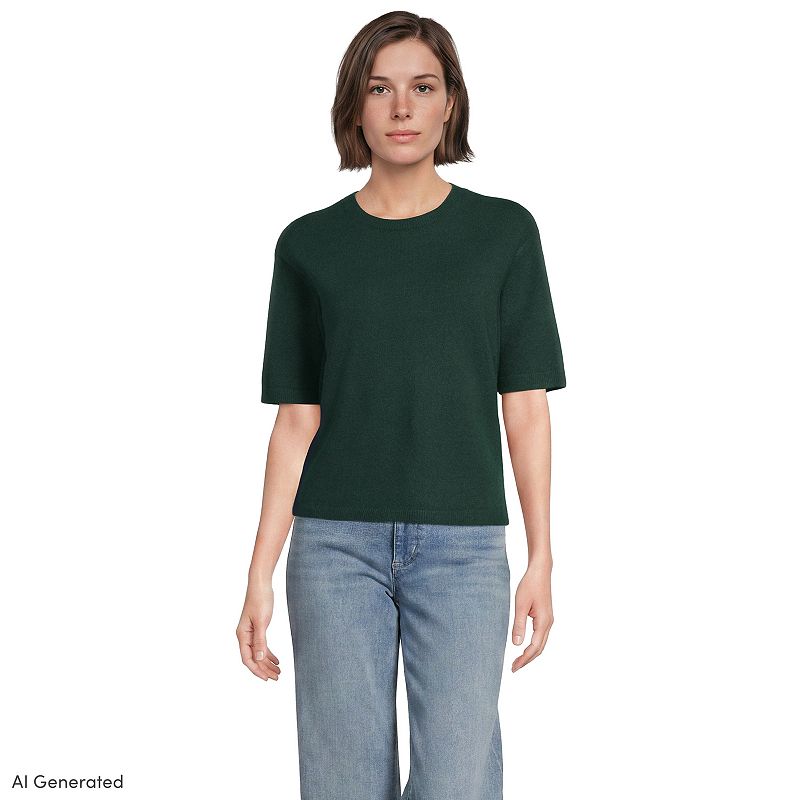 Women's Lands' End CashTouch Short Sleeve Sweater,