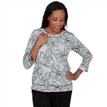 Women's Alfred Dunner Weekend Warrior Butterfly Outline Knit Top