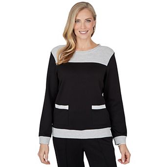Women's Alfred Dunner Weekend Warrior Mixed Media Colorblock Knit Top