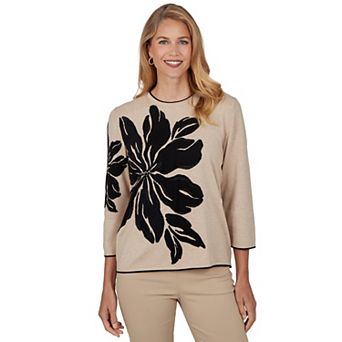 Women's Alfred Dunner Exploded Floral Stamp Knit Sweater