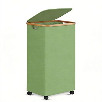 Rolling Laundry Hamper with Lid Removable Bag