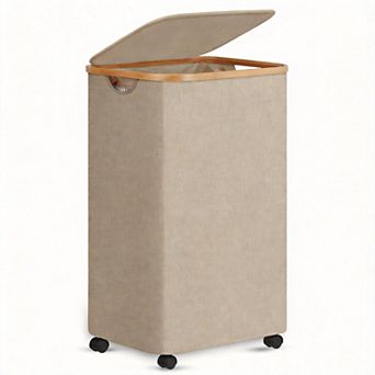 Rolling Laundry Hamper with Lid Removable Bag