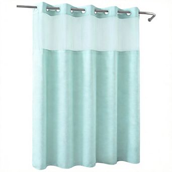 71" x 74" No Hook Waffle Shower Curtain Snap-in Liner Soft Lightweight Bathroom