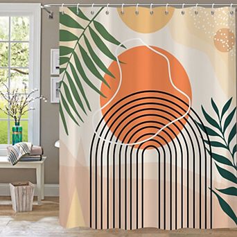 Eucalyptus Leaf Shower Curtain Waterproof Fabric Bathroom Hooks