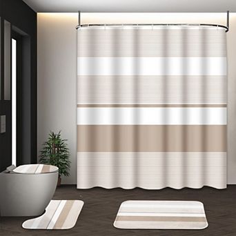 4 pc Ombre Shower Curtain Set With Rugs