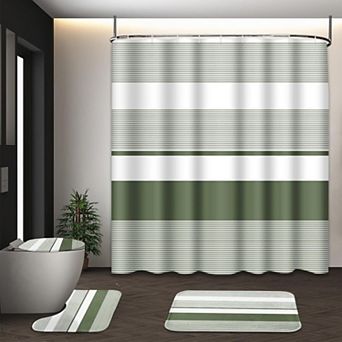 4 pc Ombre Shower Curtain Set With Rugs