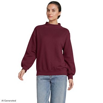 Women's Lands' End Long Sleeve Mockneck Sweatshirt