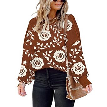 Women Batwing Sleeve Knit Pullover Split Jumper