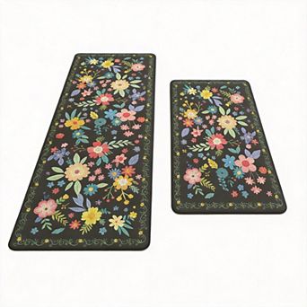 2 pc Kitchen Mats Cushioned Standing Waterproof Non Slip Farmhouse Set