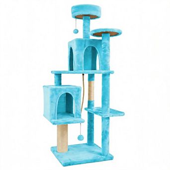 58.5” Multi-Level Cat Tree Condo with Sisal Posts & Plush Perches