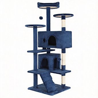54" Multi-Level Cat Tree Sisal Posts Condos Plush Perches Toys