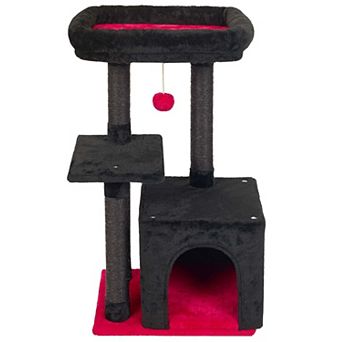31.5” Cute Cat Tree Kitten Tower Sisal Posts Jump Platform Activity Center