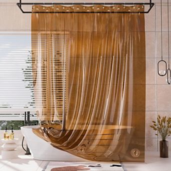 2-in-1 Shower Curtain Liner Eva Heavy Duty Weighted Grommets Stones