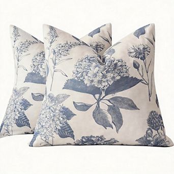 2 Pack 20" x 20" Linen Throw Pillow Covers Neutral Print Decorative Cushion Farmhouse Boho