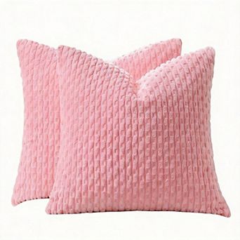 2 Pack 18" x 18" Kevin Textile Corduroy Throw Pillow Covers Boho Striped Farmhouse Decor