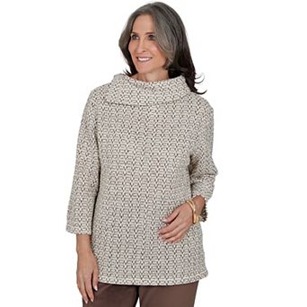 Women's Alfred Dunner Luxe Be A Lady Geometric Cowlneck Knit Top
