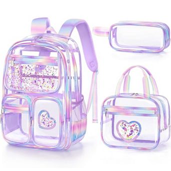 3-in-1 PVC Clear Backpack Lunch Pencil Case Set
