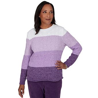 Petite Alfred Dunner Vail Ombre Cable Chenille Knit Sweater