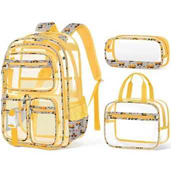 3 pc PVC Transparent Bookbag Lunch Pencil Case Stadium Approved Student backpack