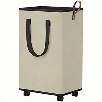 100L Rolling Laundry Basket With Wheels Collapsible Detachable Handle Metal Frame