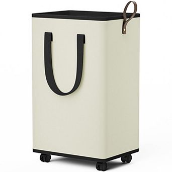 100L Rolling Laundry Basket With Wheels Collapsible Detachable Handle Metal Frame