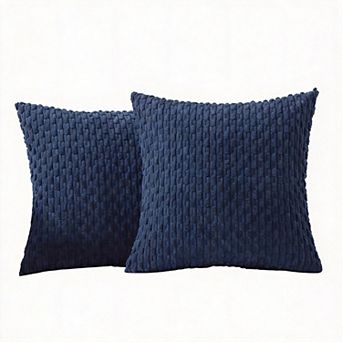 2 Pack 22" x 22" Striped Plush Corduroy Cushion Covers Boho Home Decor pillowcase