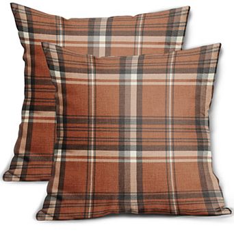 2 Pack 18" x 18" Plaid Christmas Throw pillowcase Covers Tartan Holiday Decor
