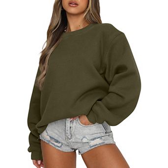 Women Oversized Crewneck Fleece Hoodie Winter